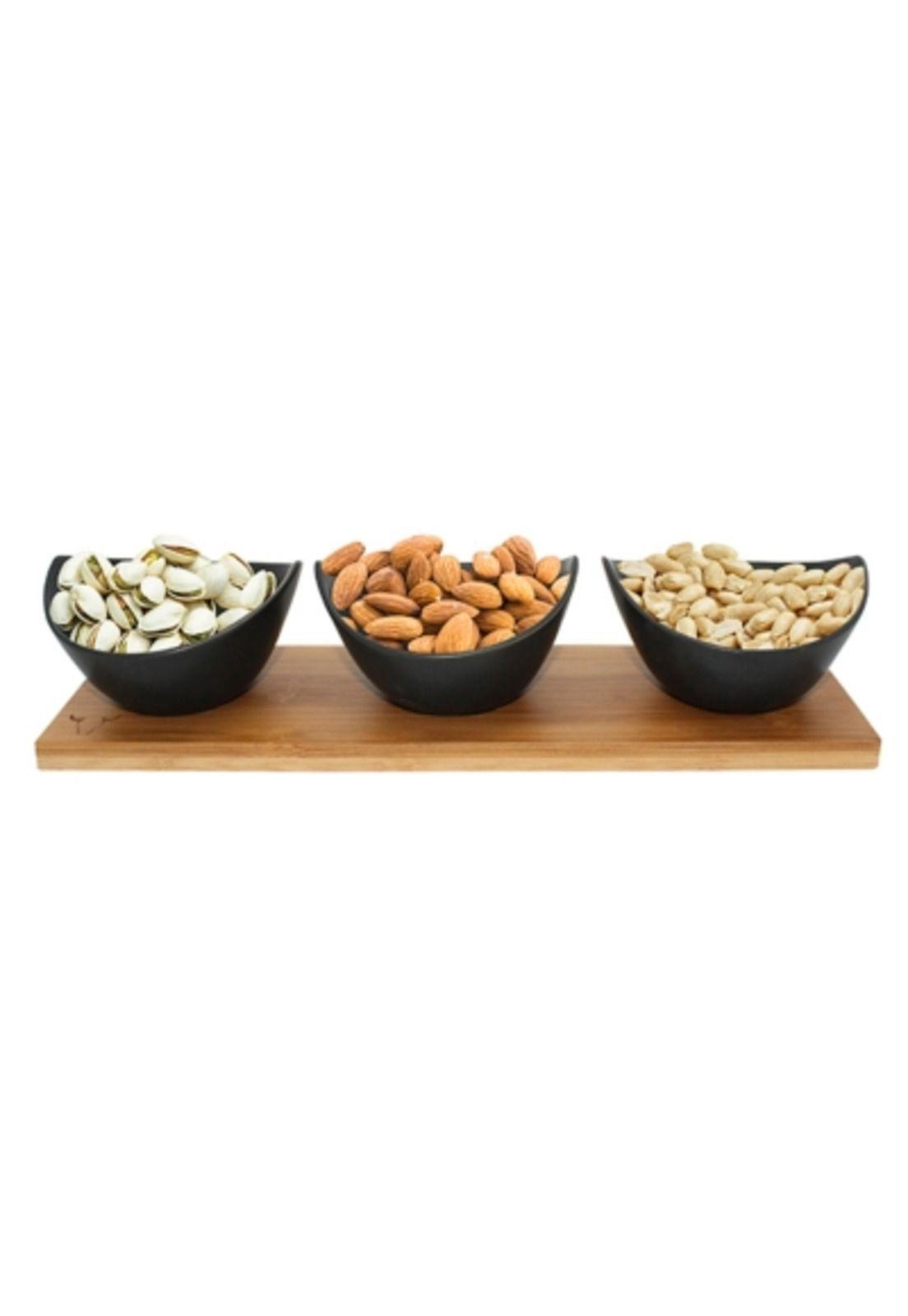 Set 3 Bowl Cerámica + Bandeja Bamboo Wayu-0