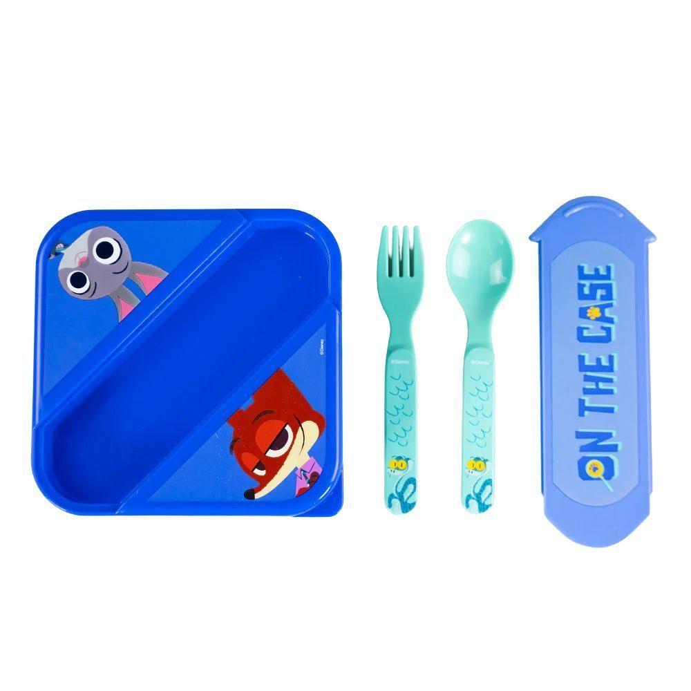 Hermético 850ml + Cubiertos PP  Zootopia-3