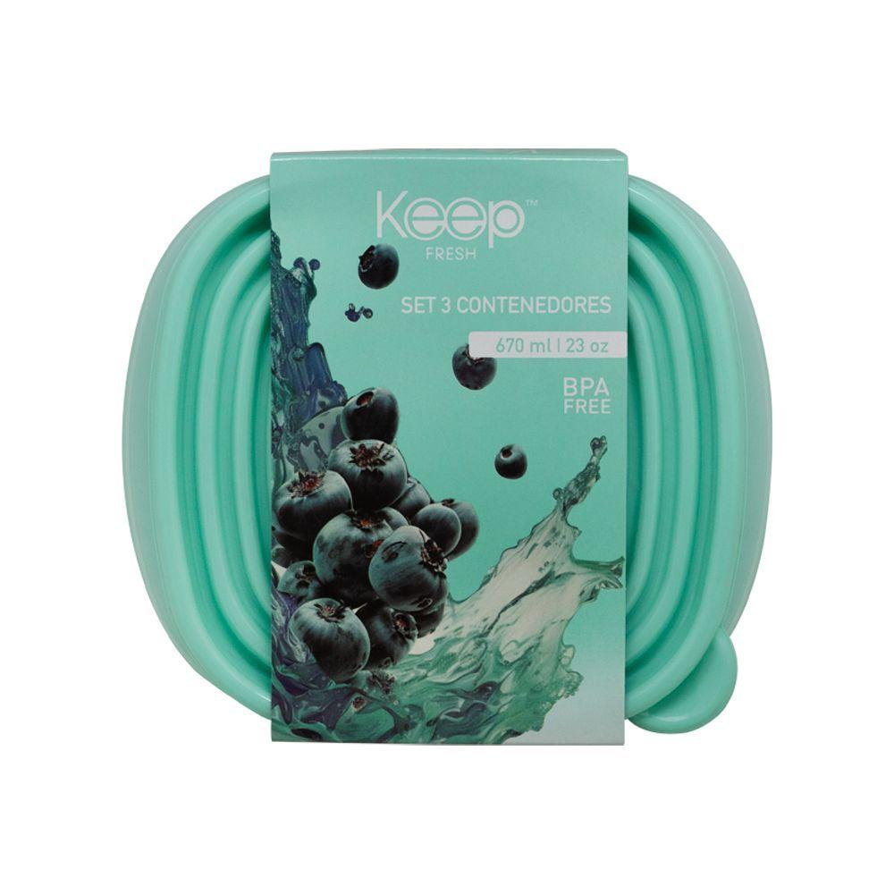 Set 3 Contenedores Apilables PP 670 Ml Keep-2