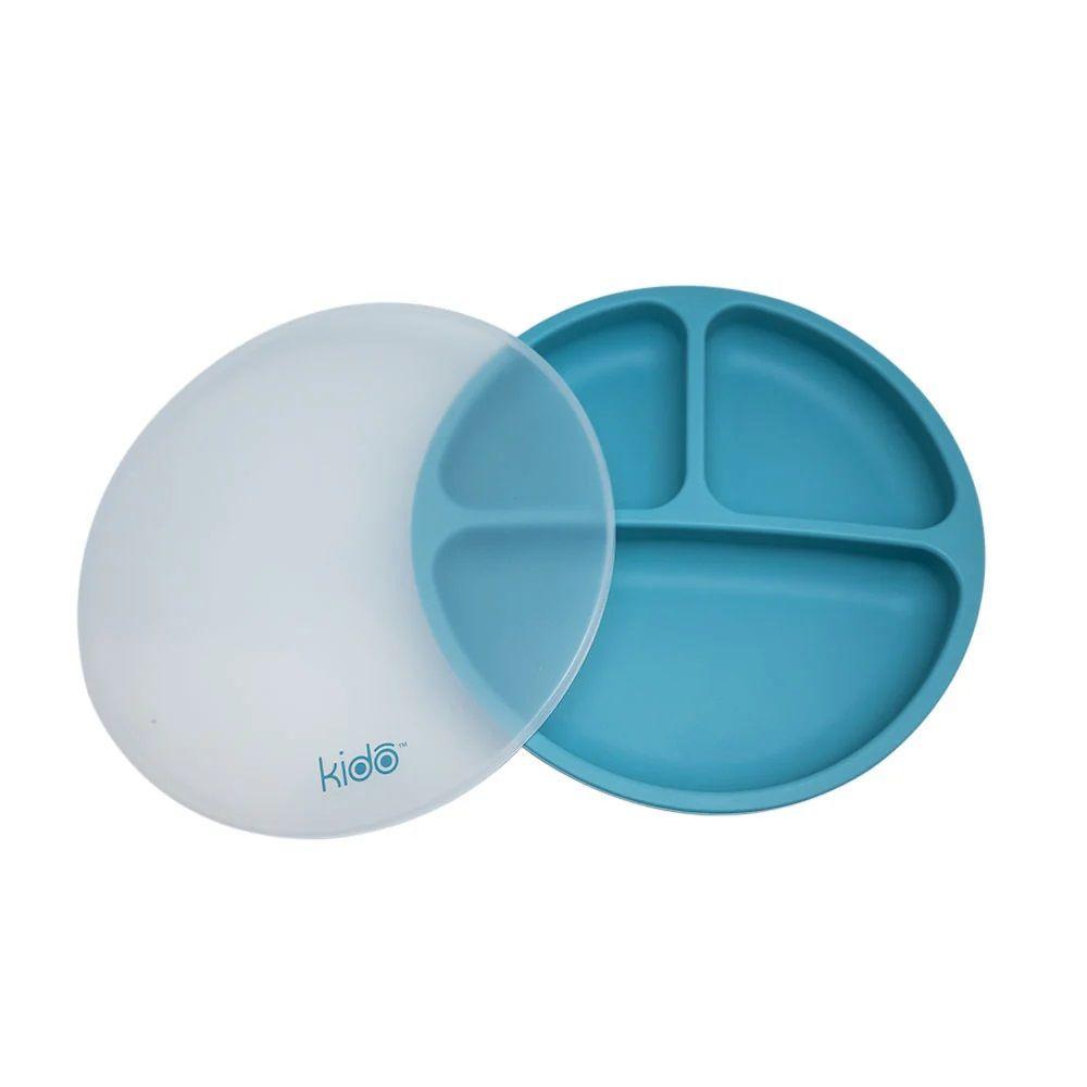 Plato Silicona Azul Claro Ventosa Kido Toddler-0