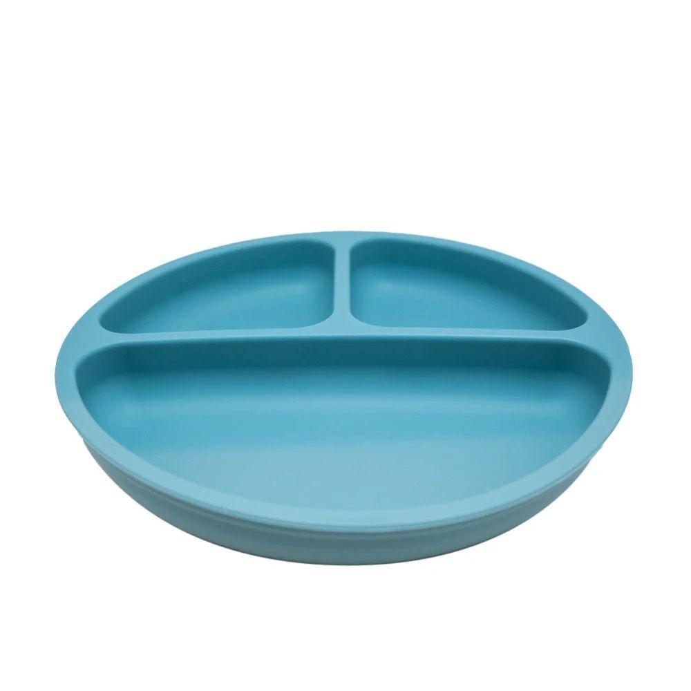 Plato Silicona Azul Claro Ventosa Kido Toddler-1