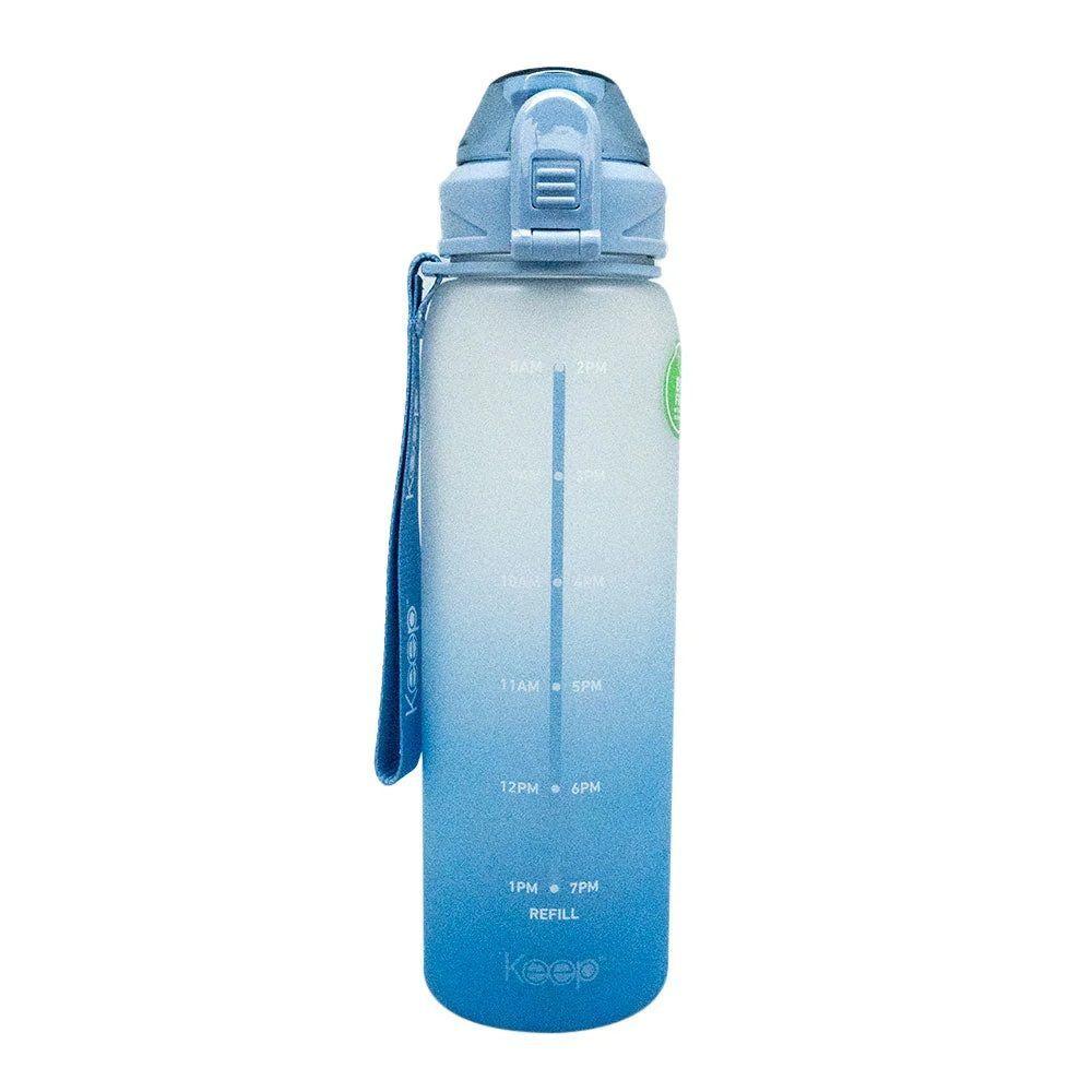 Botella Medidas Rubber 1 Litro Azul Claro Keep-0