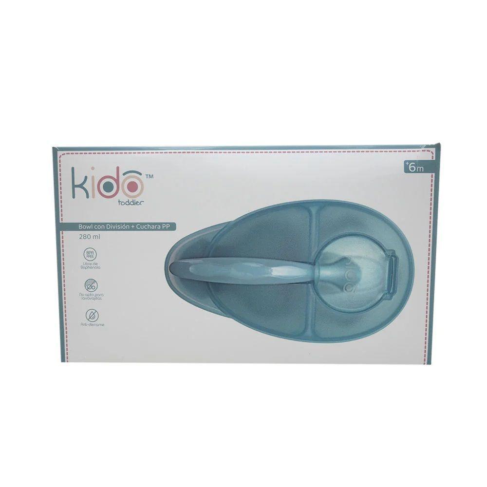 Bowl con División 280ml + Cuchara PP Azul Claro Kido Toddler-3
