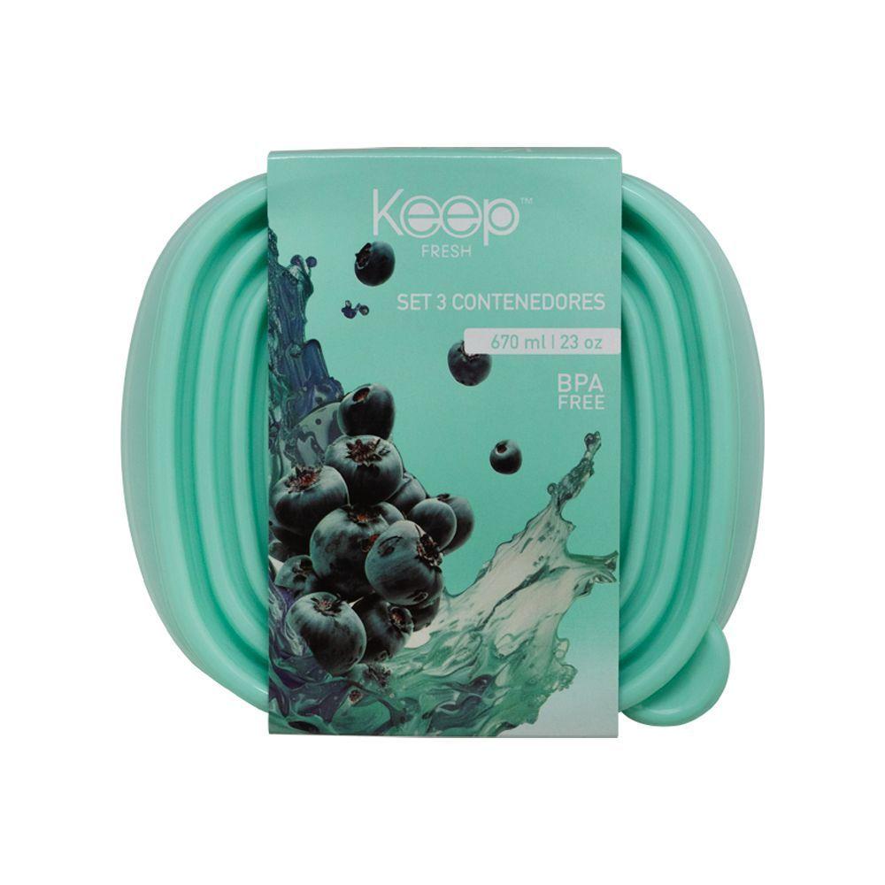Set 3 Contenedores Apilables PP 670 Ml Keep-2