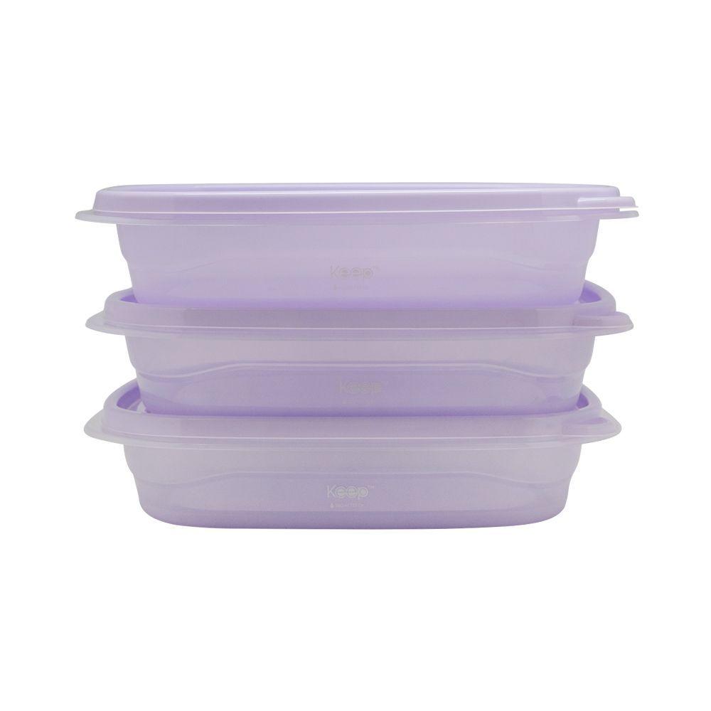 Set 3 Contenedores Apilables PP 950 Ml Lila Keep-0
