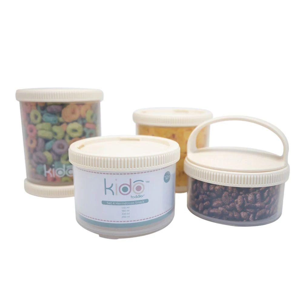 Set 4 Herméticos Snack Beige Volumen: 120ml 180ml 230ml 290ml Kido-2