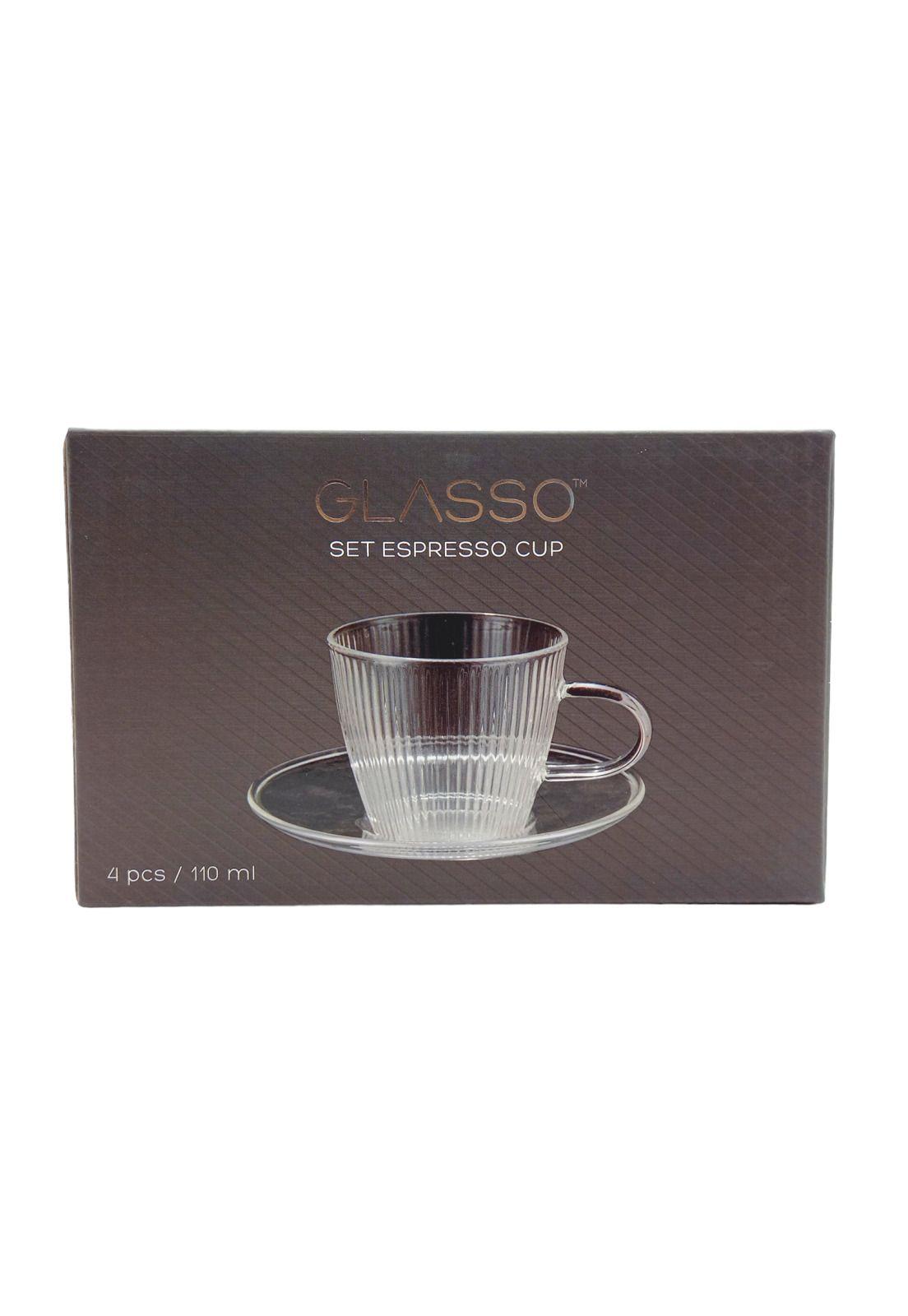 Set 4 Tazas con Plato Espresso Glasso-2
