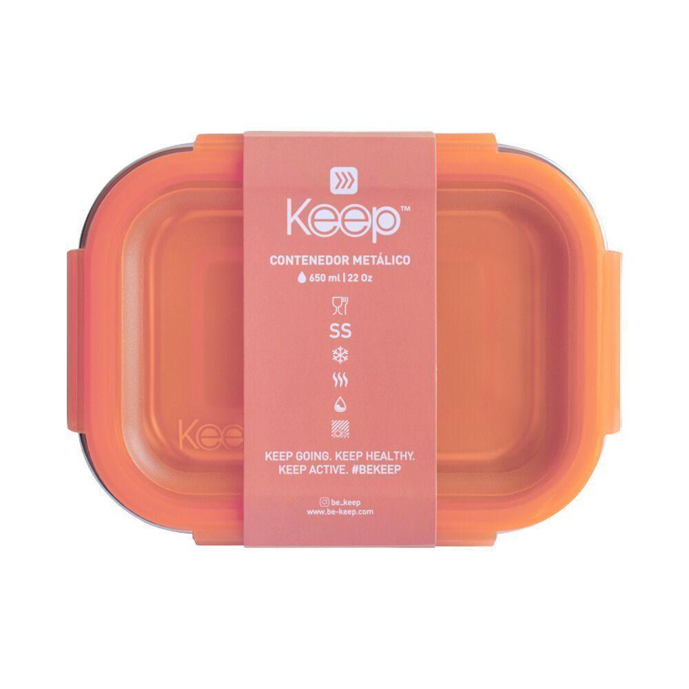 Hermético Metalico 650 ml Naranjo Salmón Keep-0