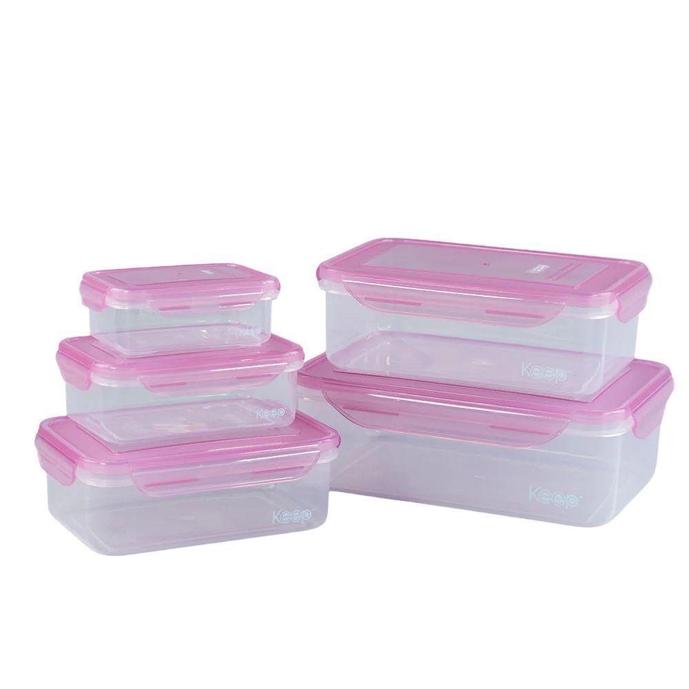 Set 5 Herméticos Apilables Rosado Keep-2