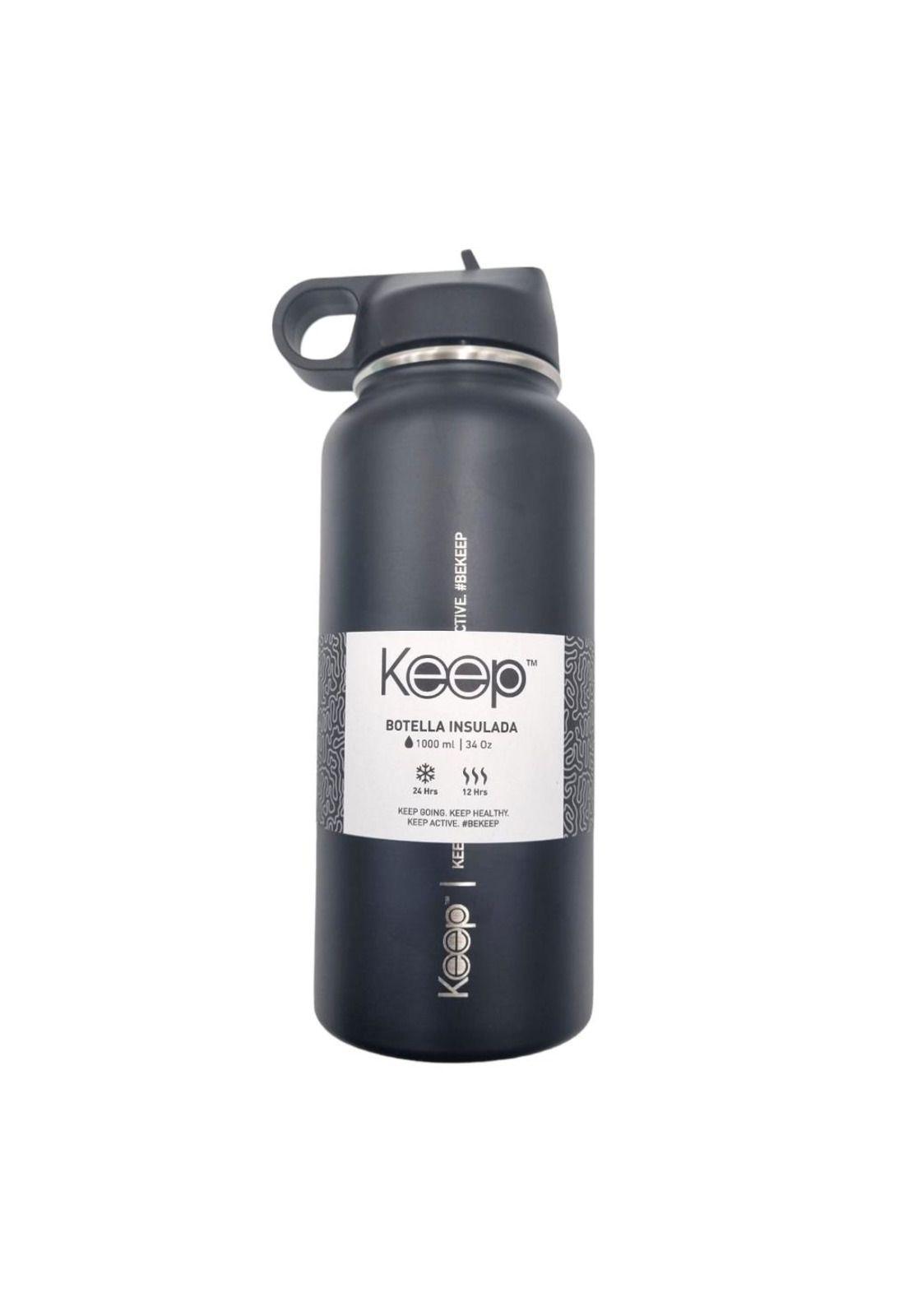 Botella Insulada 1Lt Colores Negro Keep-0