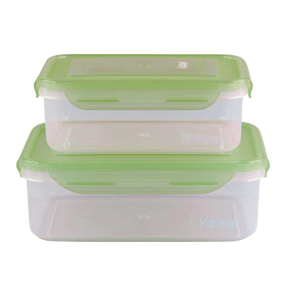 Set 2 Herméticos Apilables Verde Claro Keep-0