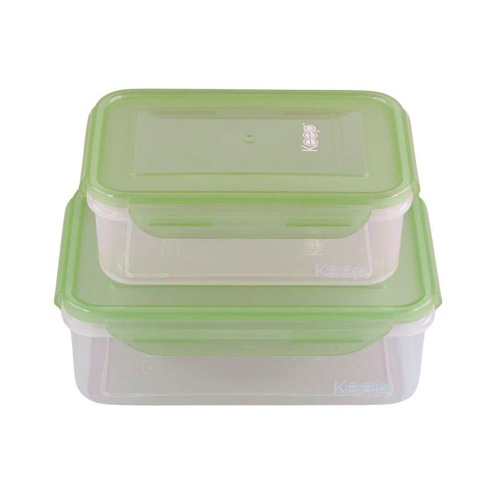 Set 2 Herméticos Apilables Verde Claro Keep-1