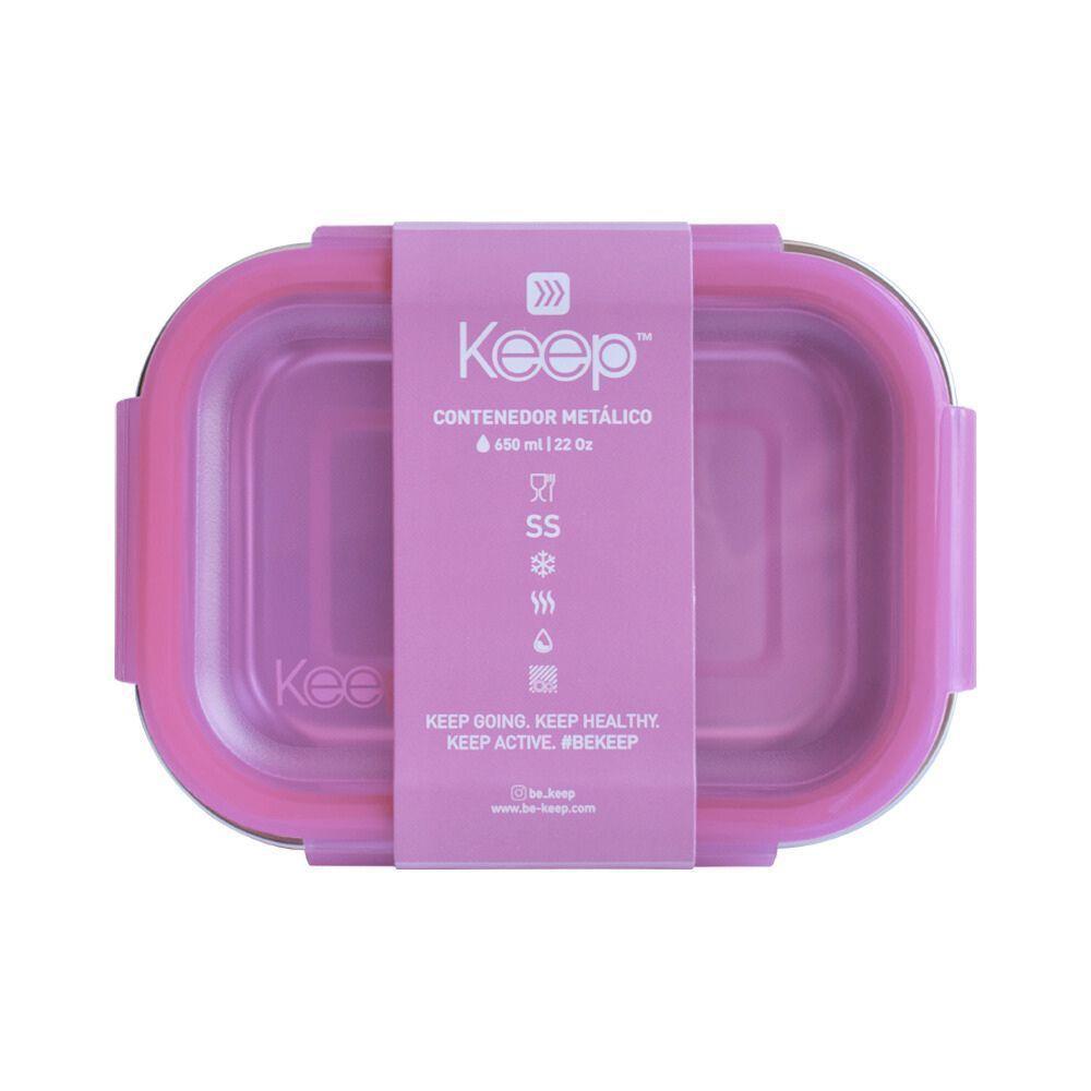 Hermético Metalico 650 ml Rosado Keep-0
