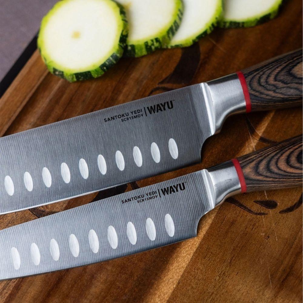 Set 2 Cuchillos Santoku Ring Red Wayu-2