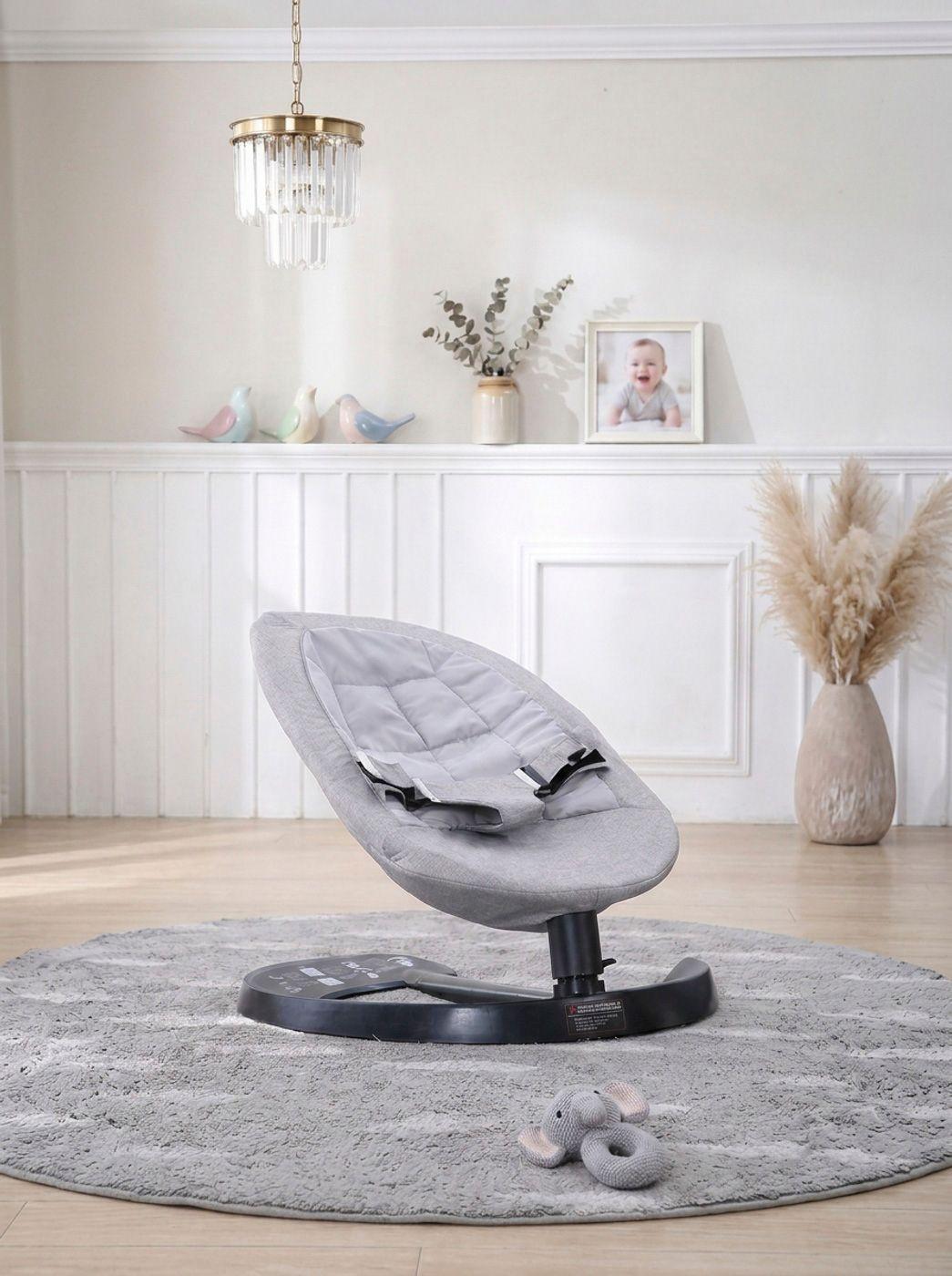 Silla mecedora para bebes gris perla-0