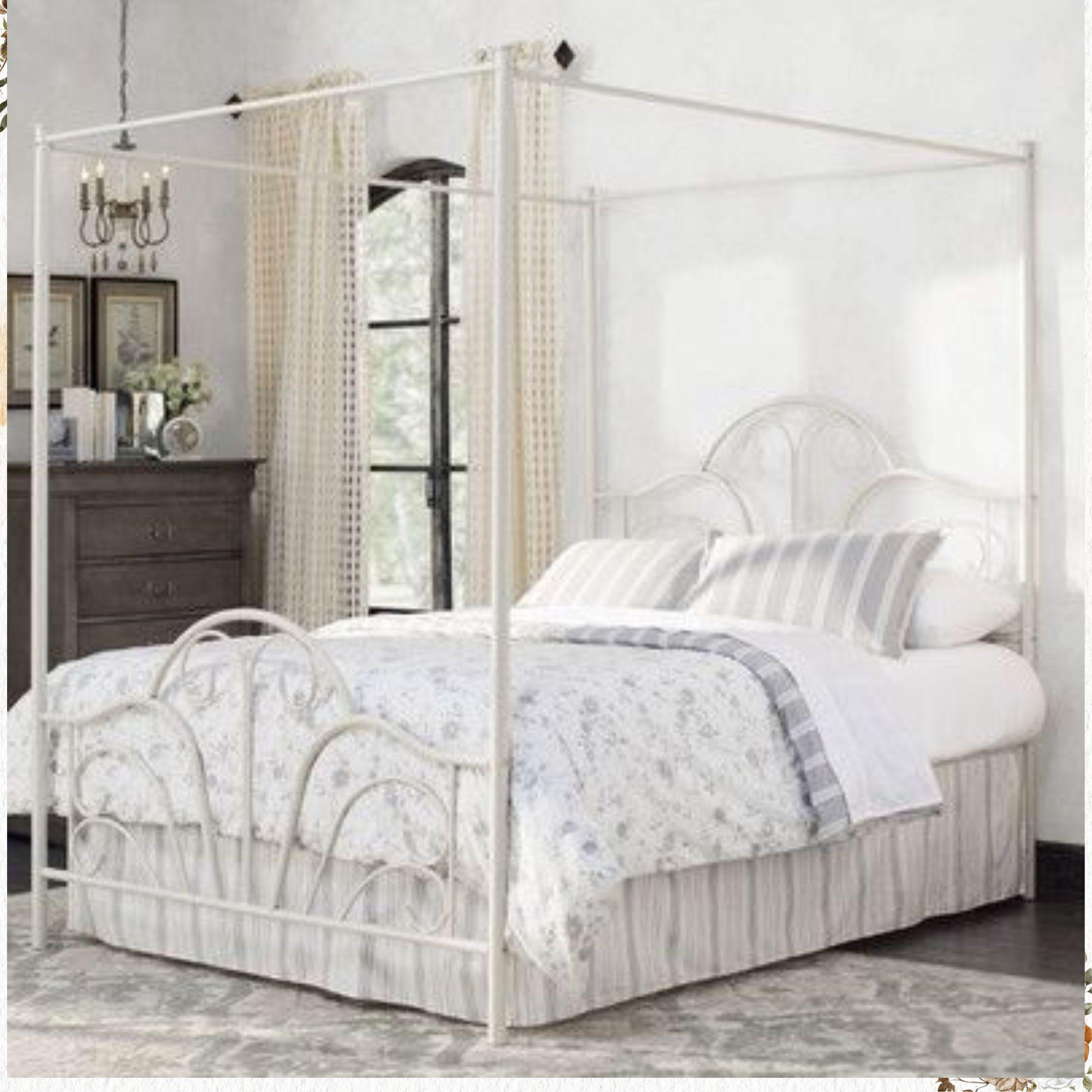 Cama Vintage 2 plazas modelo Luis XV blanca-5