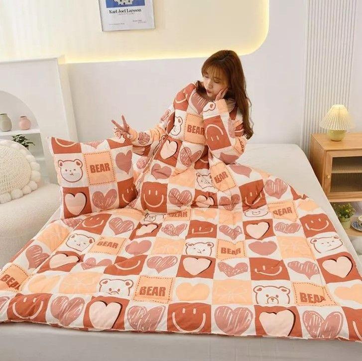 Frazada Kawaii Con Mangas Convertible 3 En 1 Para Adultos Naranja-0