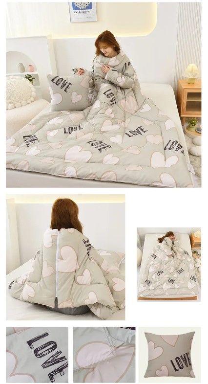 Frazada Kawaii Con Mangas Convertible 3 En 1 Para Adultos Gris-1