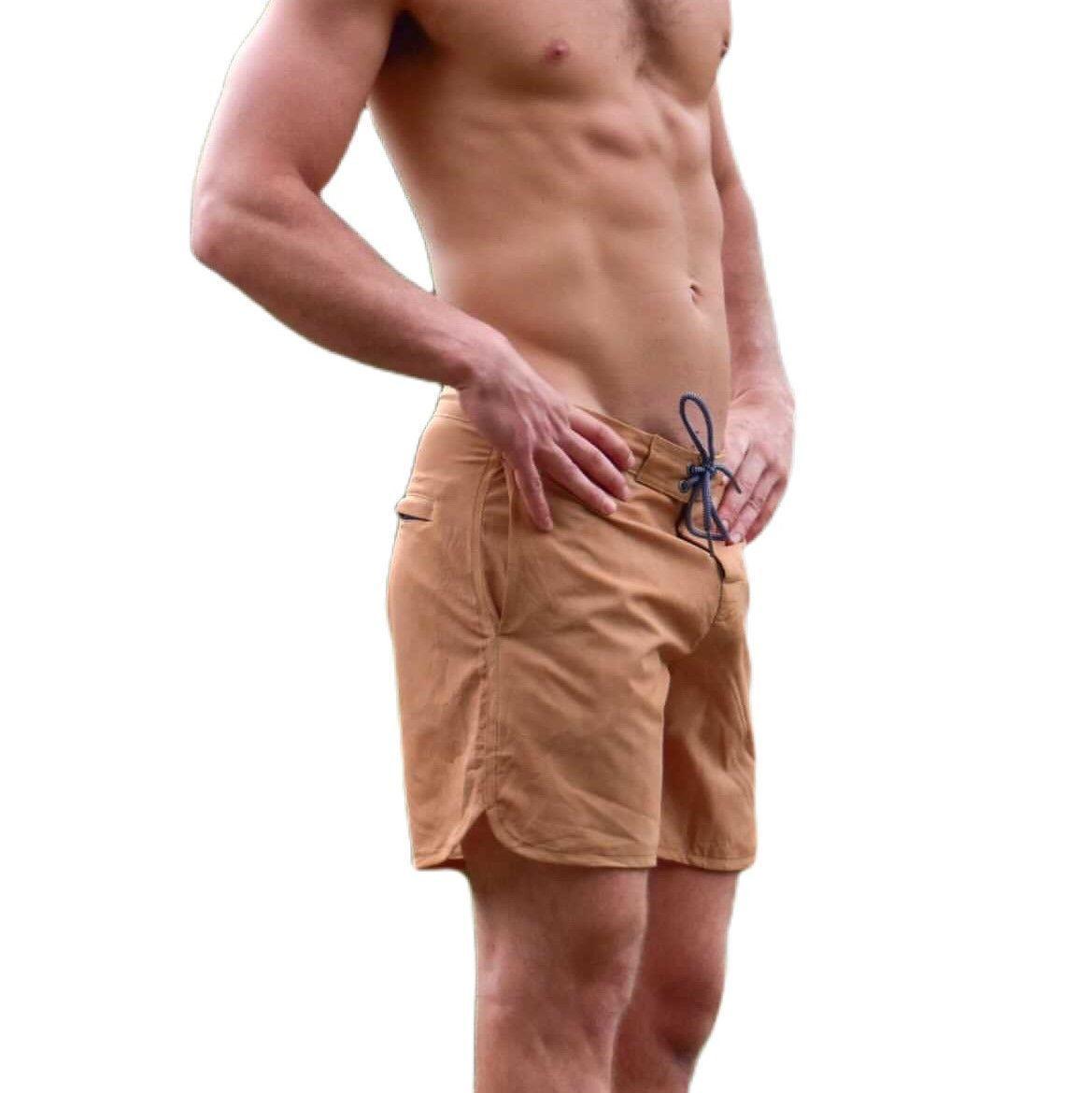 Boardshort Reciclado Liso Mostaza-0