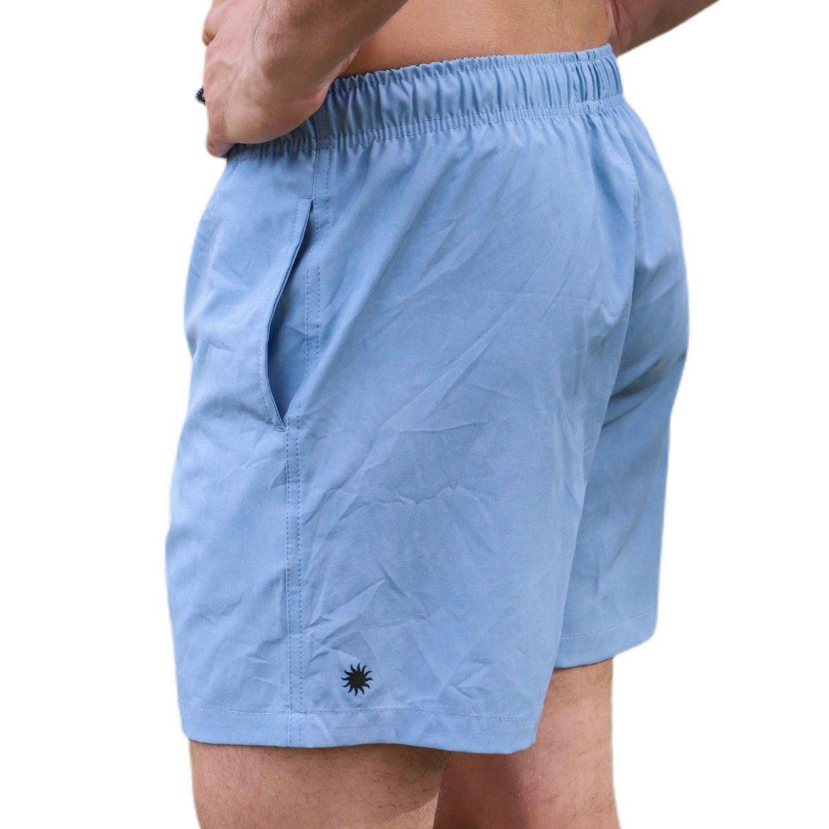 Traje de baño reciclado regular liso cielo-2