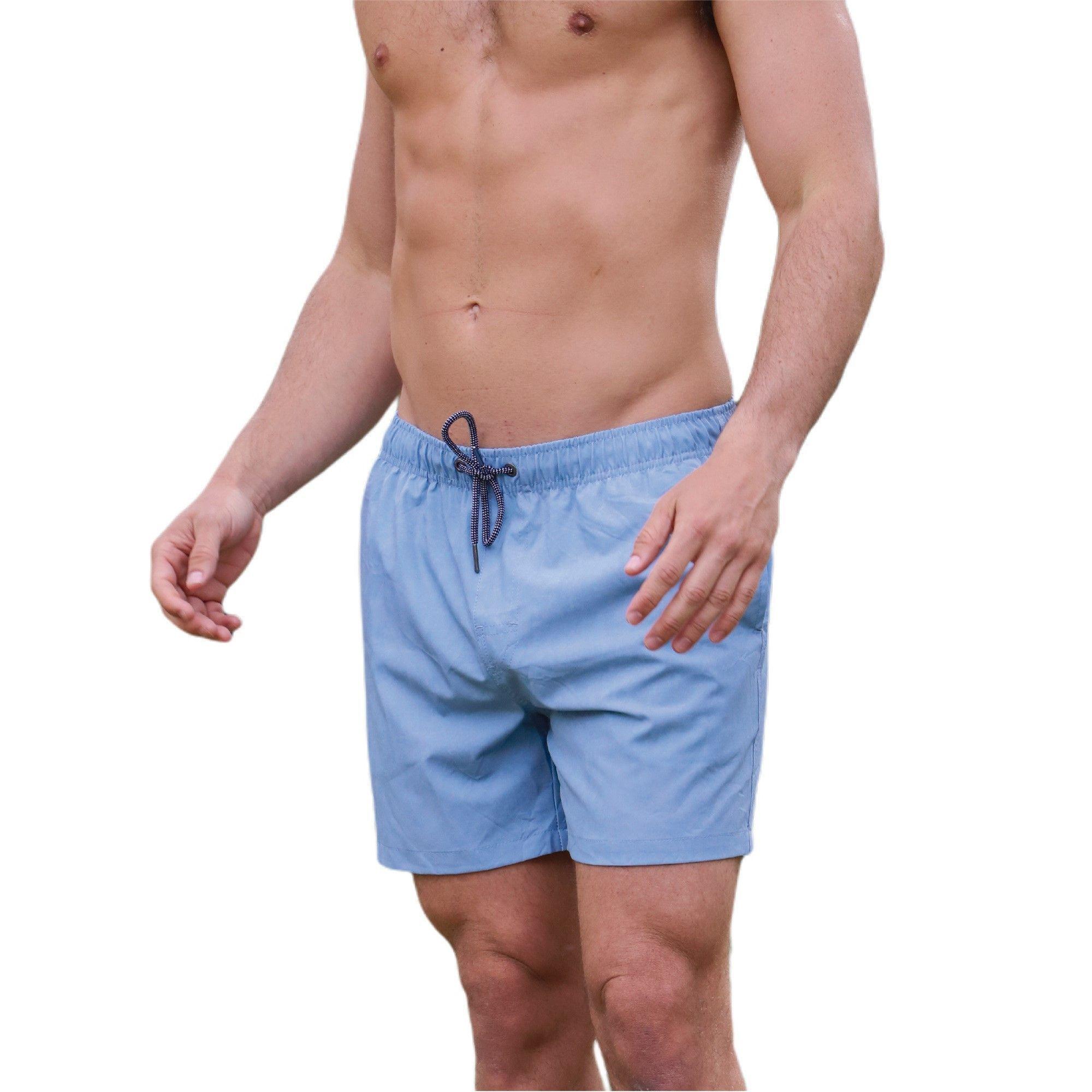 Traje de baño reciclado regular liso cielo-1
