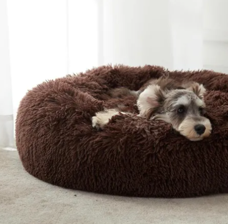 Cama Antiestrés de Felpa Suave Redonda para Mascotas Perros Gatos 50cm x 50cm-4