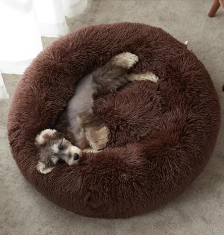 Cama Antiestrés de Felpa Suave Redonda para Mascotas Perros Gatos 50cm x 50cm-6