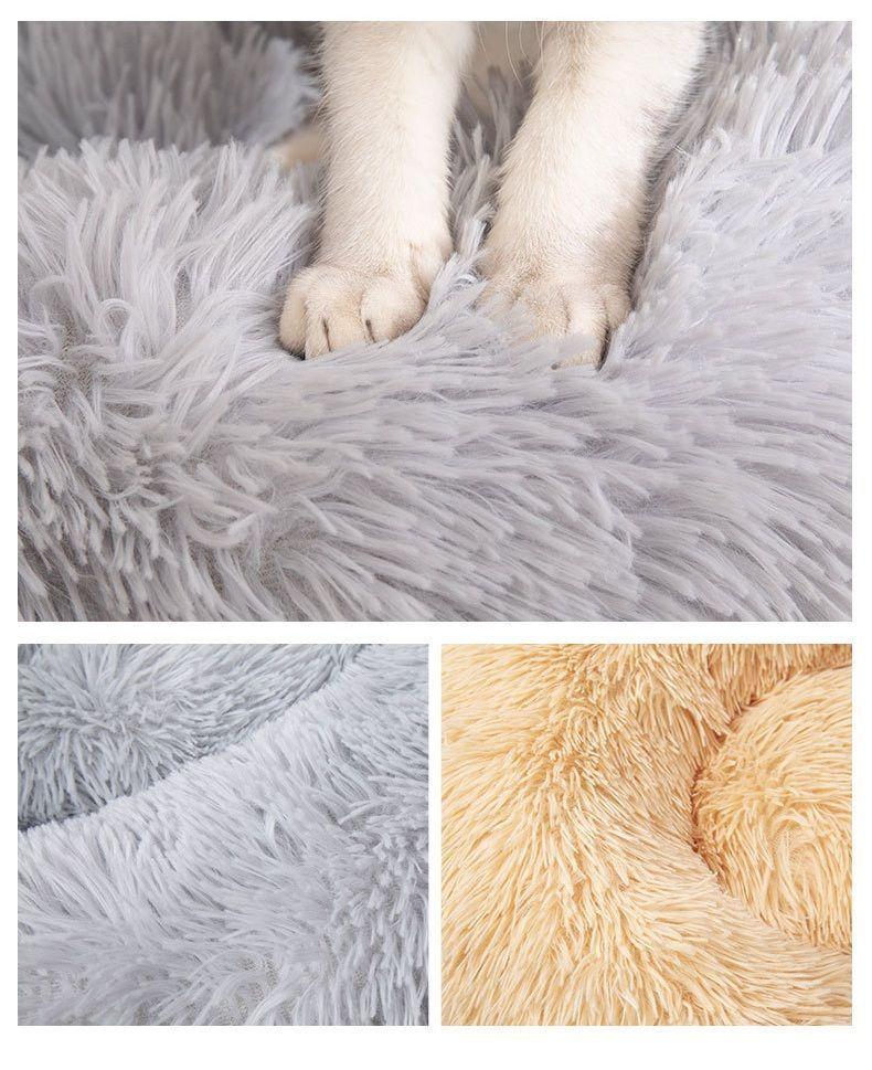 Cama Antiestrés de Felpa Suave Redonda para Mascotas Perros Gatos 50cm x 50cm-5