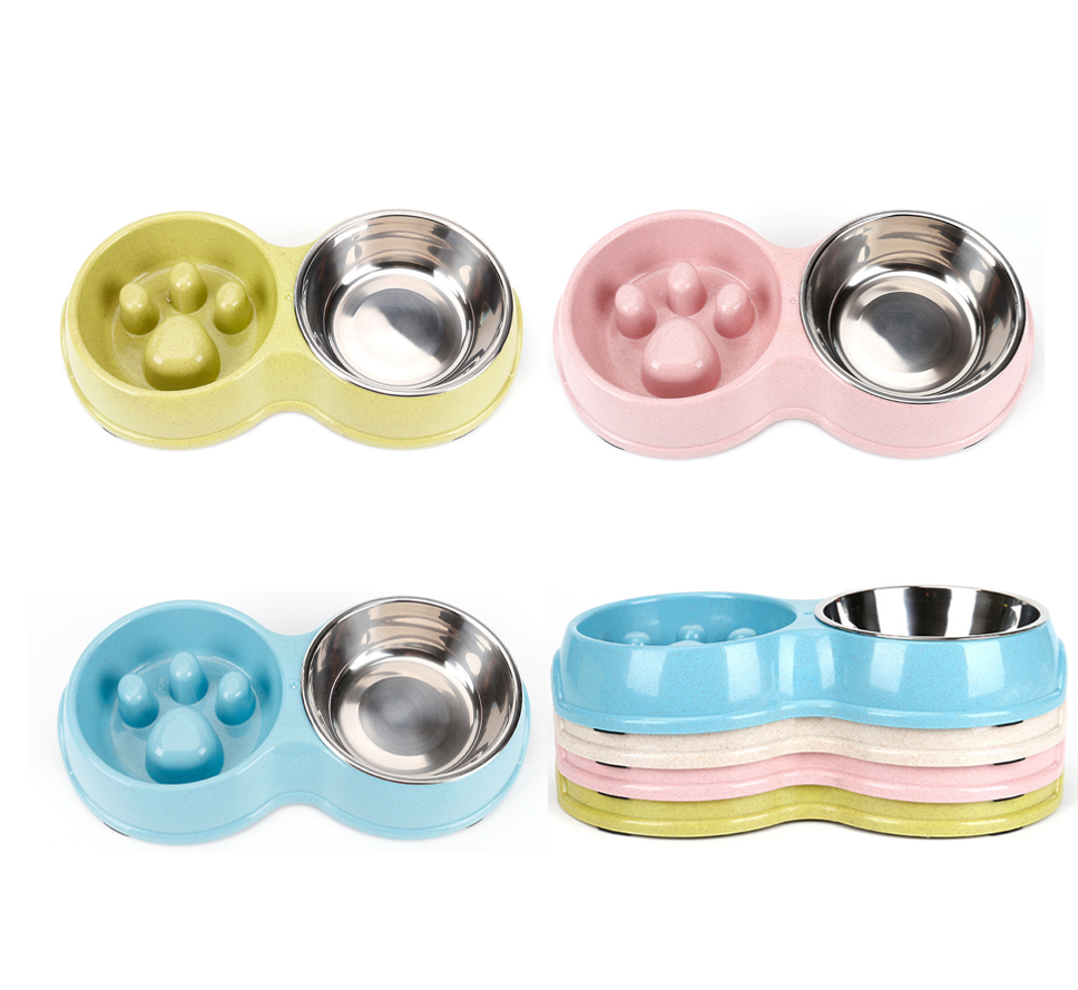 Plato Comida Anti-ansiedad Rosa Mascotas Perro Gato-6