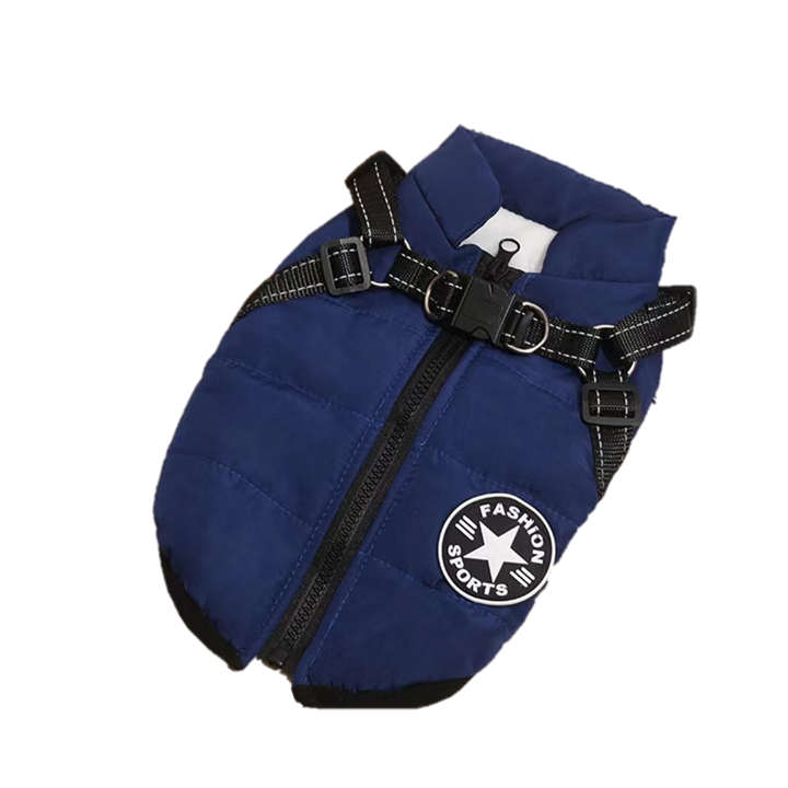 Parka Chaqueta Impermeable Reflectante para Mascotas Perros con Arnés incluido-1