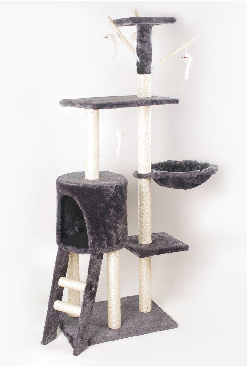 Torre Rascador para Gatos Hamaca Juguetes Multinivel 138cm Casa de Michis Multifuncional-5