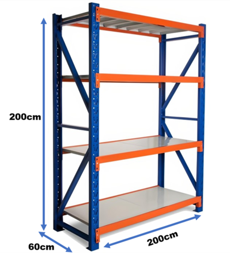 Pack 2 Estantes Metálico Rack Industrial Bodega 200x200x60cm-3
