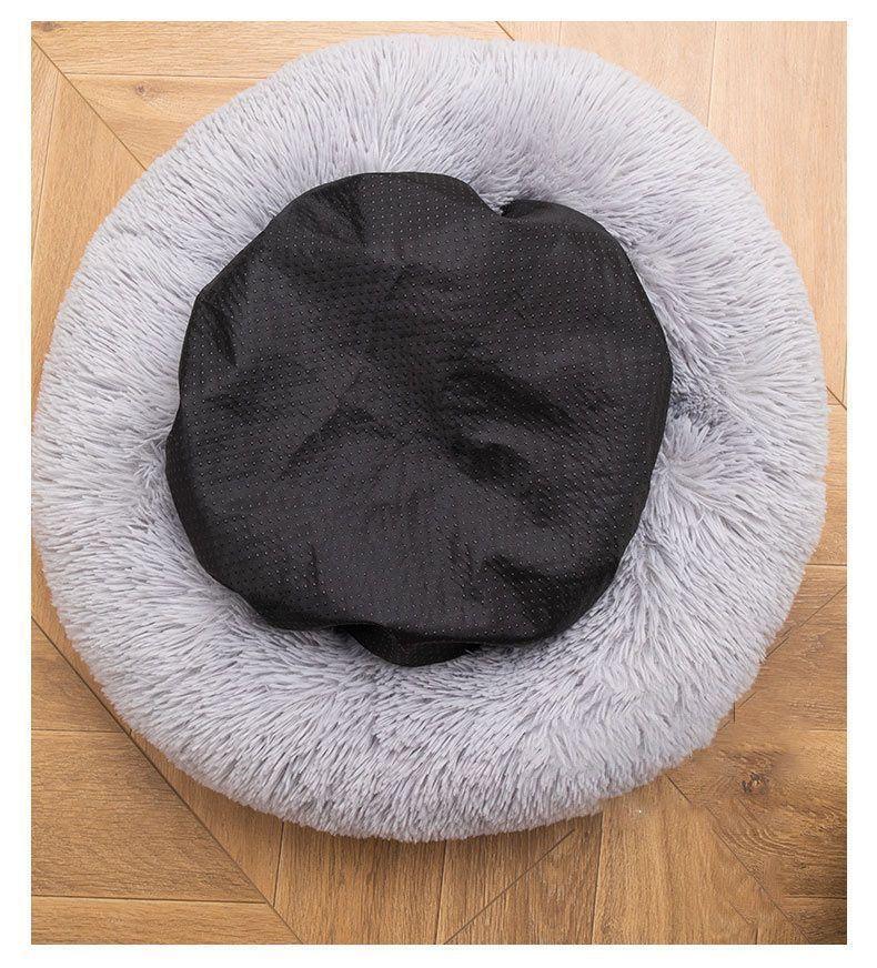Cama Antiestrés de Felpa Suave Redonda para Mascotas Perros Gatos 70cm x 70cm-4