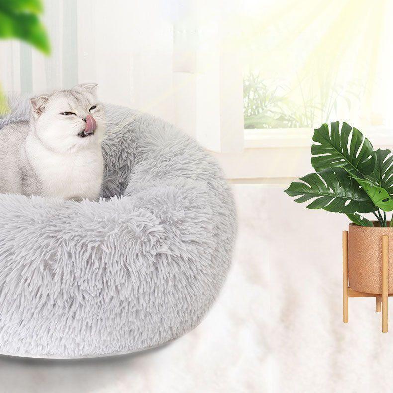 Cama Antiestrés de Felpa Suave Redonda para Mascotas Perros Gatos 70cm x 70cm-6