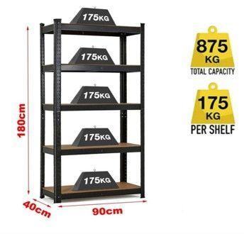 ESTANTE METALICO GALVANIZADO 180X90X40CM 5 REPISAS DE MDF AJUSTABLES 175K POR REPISA-2