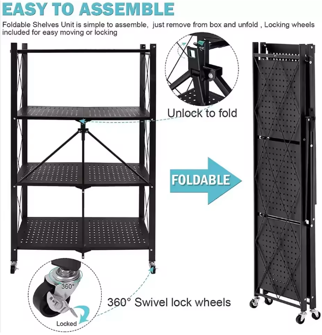 Estante Plegable Rack Metálico Organizador Multiuso 4 Niveles-3