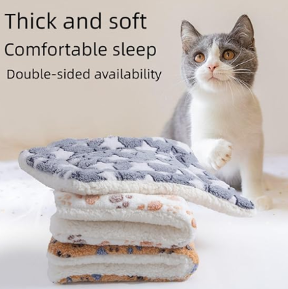 Alfombrilla Suave para Mascotas Perros Gatos Manta Acolchada Felpa 48x34cm -3