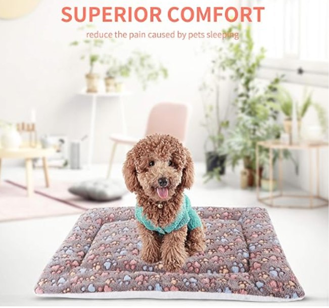 Alfombrilla Suave para Mascotas Perros Gatos Manta Acolchada Felpa 48x34cm -4