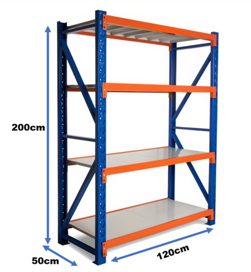 Pack 2 Estantes Metálico Rack Industrial Bodega 120x200x50cm-3