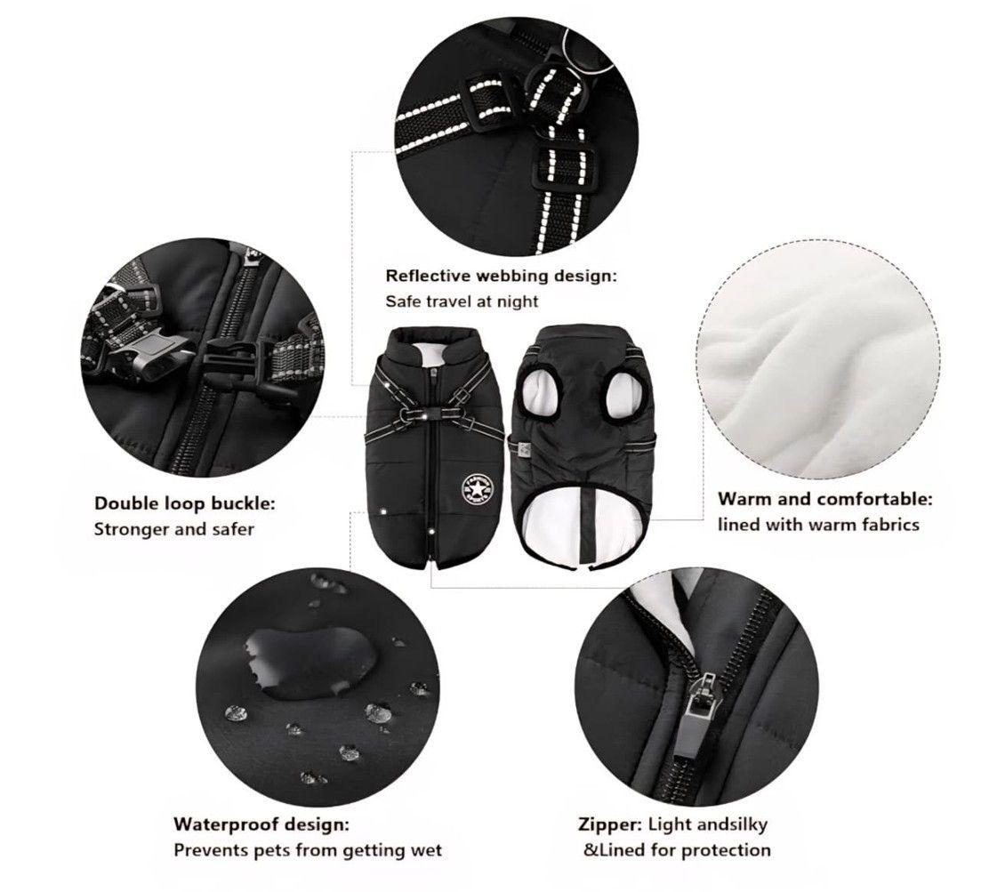 Parka Chaqueta Impermeable Talla S Perro Negro-2