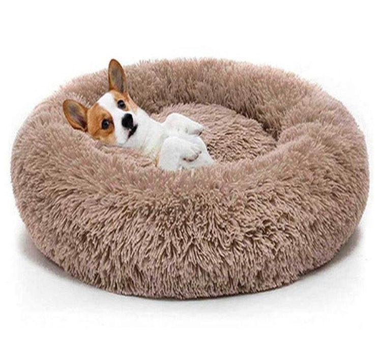 Cama Antiestrés de Felpa Suave Redonda para Mascotas Perros Gatos 80cm x 80cm-1