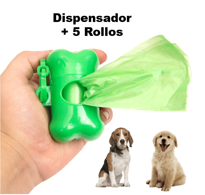 Dispensador de Bolsas Excremento Mascotas + 5 Rollo de Bolsa-2