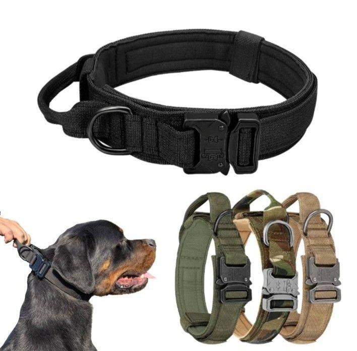Collar Táctico con Correa Talla L Negro Perro Mascotas-6