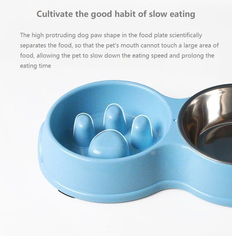 Plato Comida Anti-ansiedad Azul Mascota Perro Gato-4