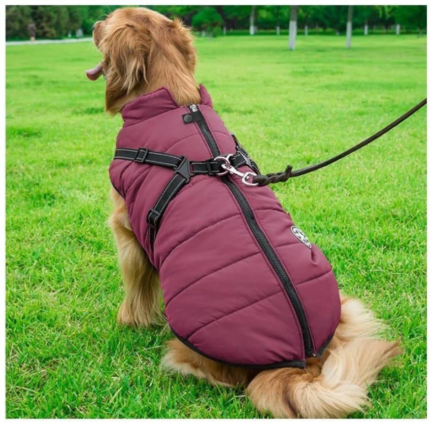 Parka Chaqueta Impermeable Reflectante Mascotas Perro Talla XXL con Arnés-1