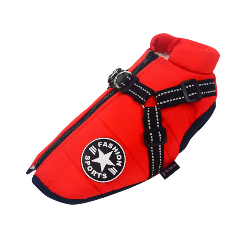 Parka Chaqueta Impermeable Reflectante Mascotas Perro Talla XXL con Arnés-0