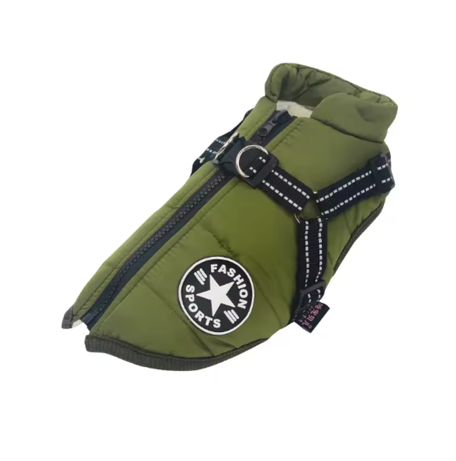 Parka Chaqueta Impermeable Reflectante Mascotas Perro Talla XXL con Arnés-0