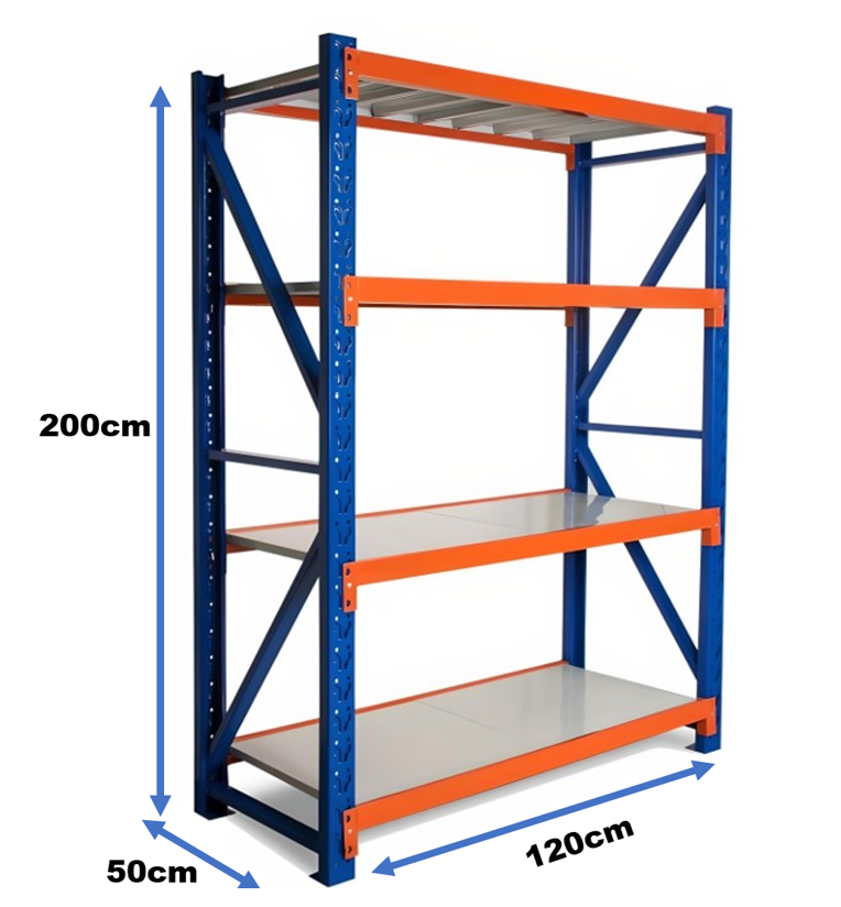 Estante Metálico Rack Industrial Bodega Repisas 120x200x50cm-3