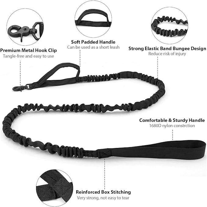 Collar Táctico con Correa Talla XL Negro Perro Mascotas-3