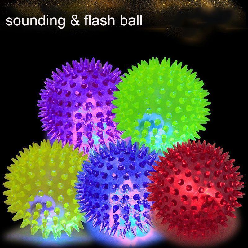 Set 3 Pelotas Juguete Luz y Sonido Mascotas Perros Gatos 7cm Pelotas Rechinantes-3